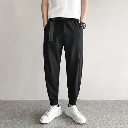 Stylish Barber Men's Wear Casual Cropped Pants Bunched Feet Pants Social Spirit Small Group Trousers Loose Fit Other Material - Ellianto fashion Men's