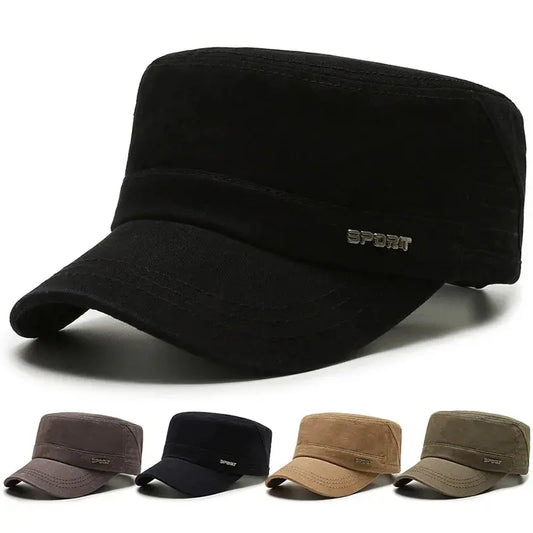 Hat Men's Flat Military Hat Is Simple And Versatile, Middle-Aged Hat Spring And Autumn Duck Tongue Casual Fashion New Style - Ellianto fashion Men's