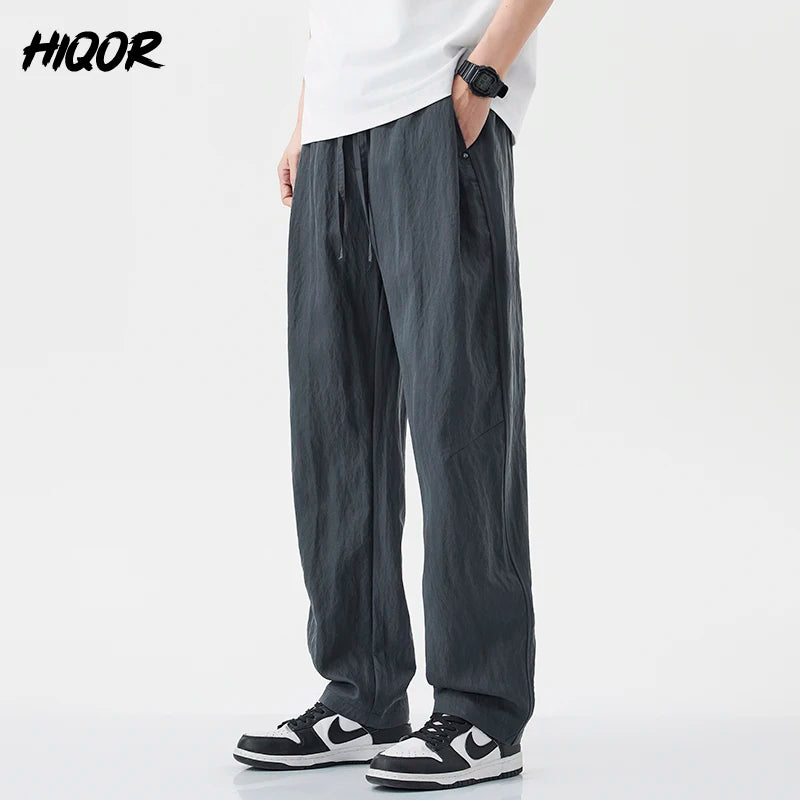 2025 Spring Summer Ultra-thin Men's Stretch Y2K Slim Straight Casual Pants High Quality Fashion Breathable Sports Trousers Baggy - Ellianto fashion Men's