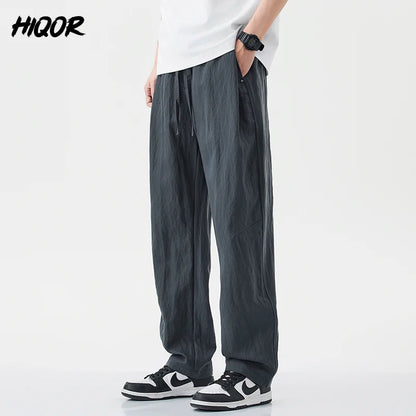 2025 Spring Summer Ultra-thin Men's Stretch Y2K Slim Straight Casual Pants High Quality Fashion Breathable Sports Trousers Baggy - Ellianto fashion Men's
