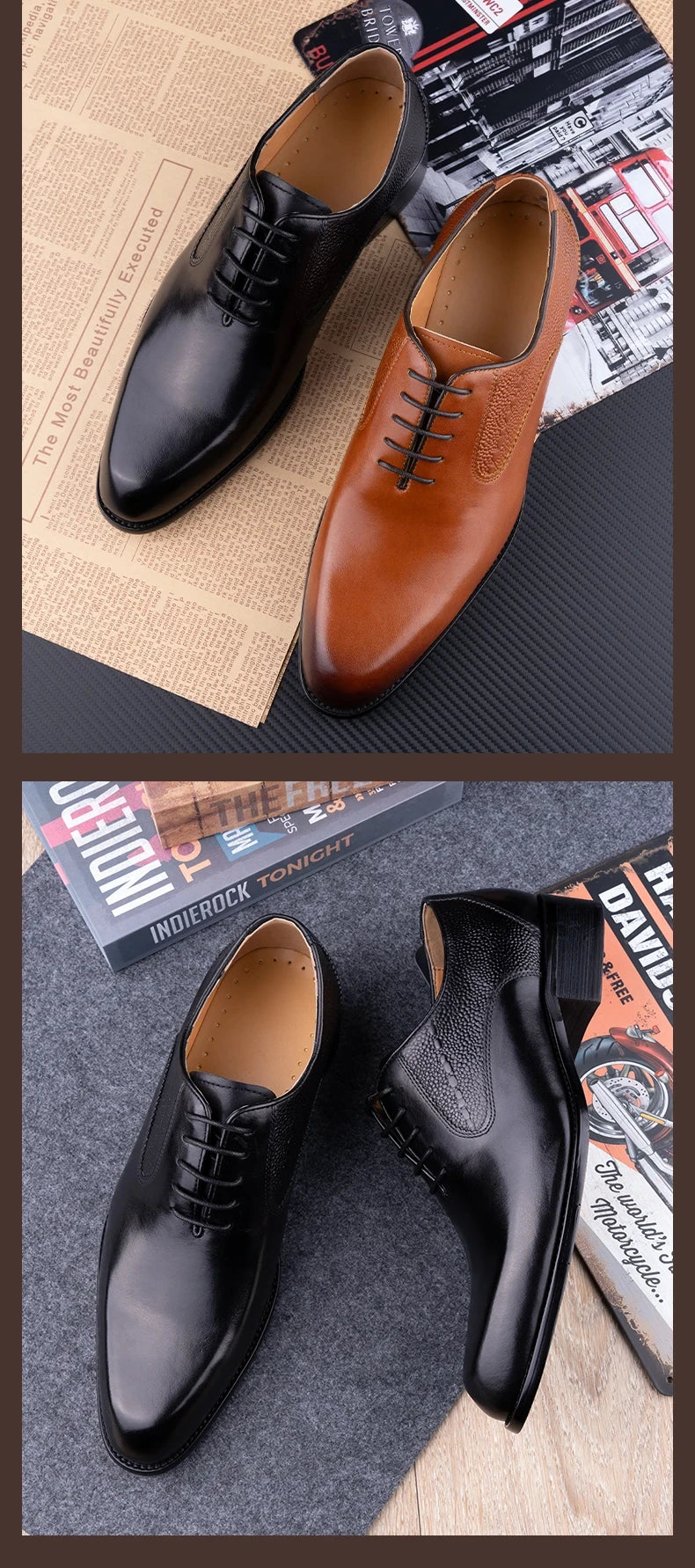 Formal Men's Shoes Fashion Style Men Italian Shoe High Quality Dress Oxfords Handmade Office Party Genuine Leather Business Shoe - Ellianto fashion Men's