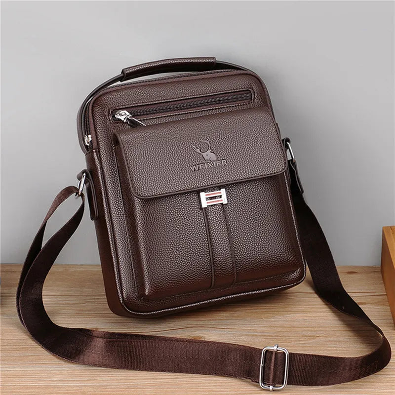 Men's Genuine Leather Crossbody Shoulder Bags High quality Tote Fashion Business Man Messenger Bag Leather Bags fanny pack - Ellianto fashion Men's