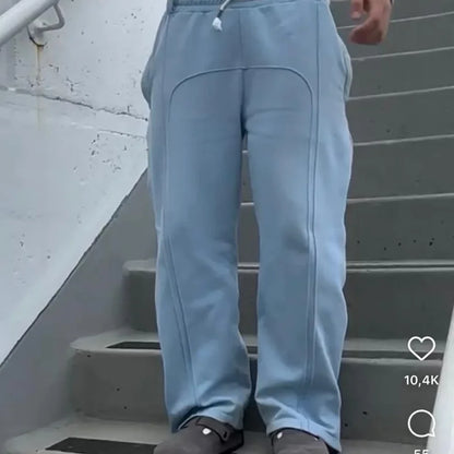 Casual Elastic Drawstring Zipper Pants High Street Hip Hop Streetwear Loose Fit Men's Trousers for Casual Scenarios