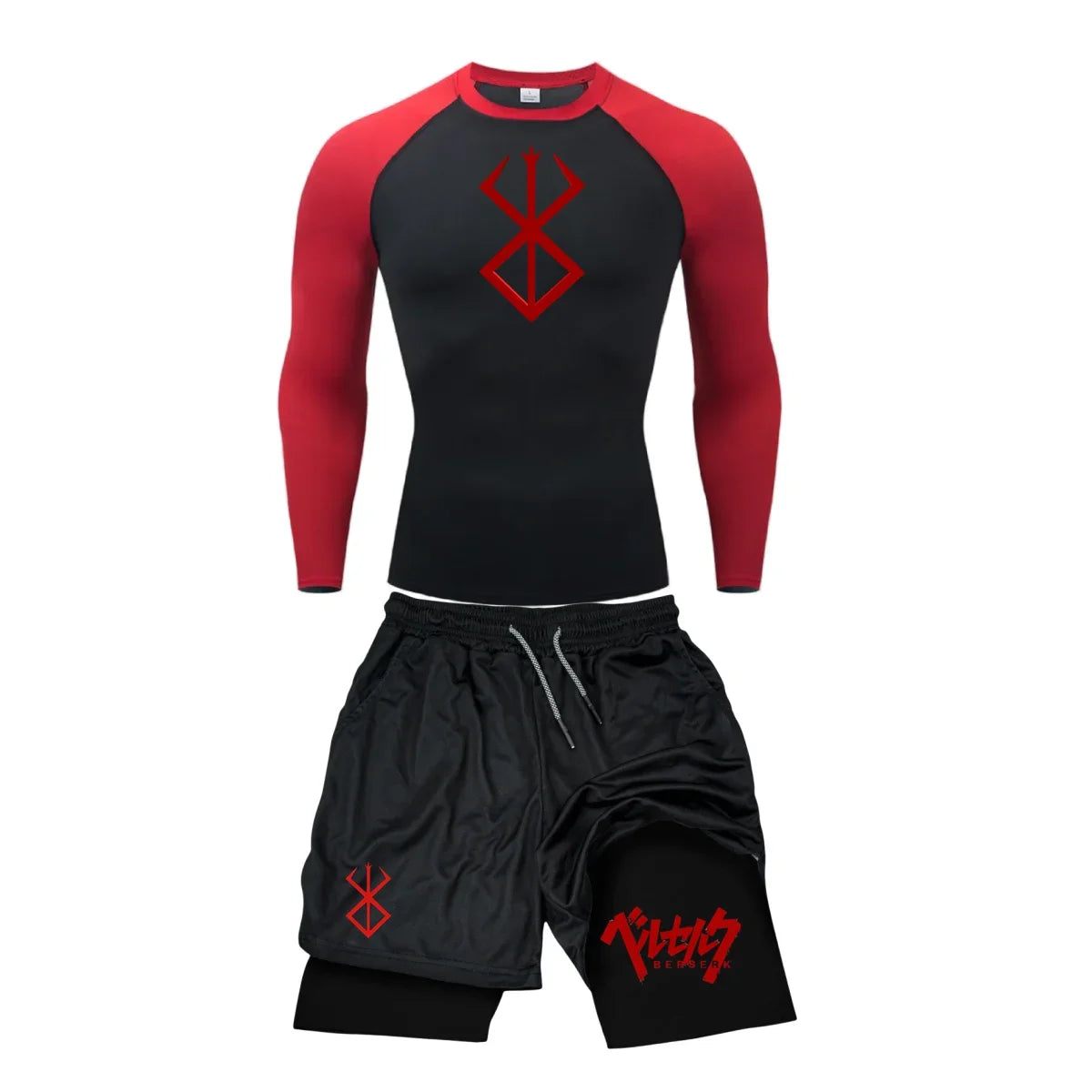 Men’s Berserk Guts Compression Set – Quick-Dry Rash Guard Top (Long or Short Sleeve) & Workout Shorts