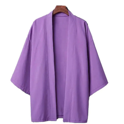 Kimono Men Cloak Kimono Para Hombre Black Coat White Cloak Beach Shirt Summer Haori Men Unisex Samurai Clothing Japanese Men - Ellianto fashion Men's
