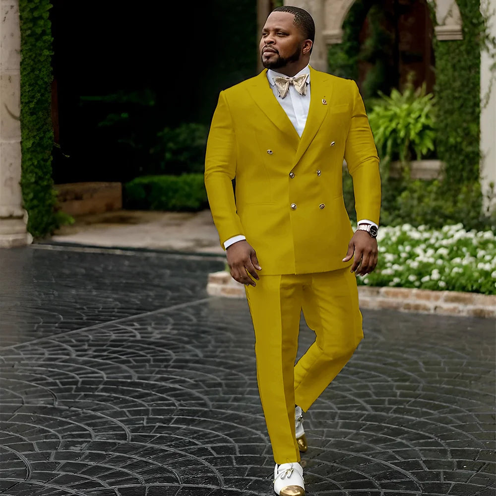 White Satin Men's Suit 2 Piece Peaked Collar Blazer Double Breasted Jacket Wedding Groom Tuxedo Elegant Men's CustomizationXS-5X - Ellianto fashion Men's