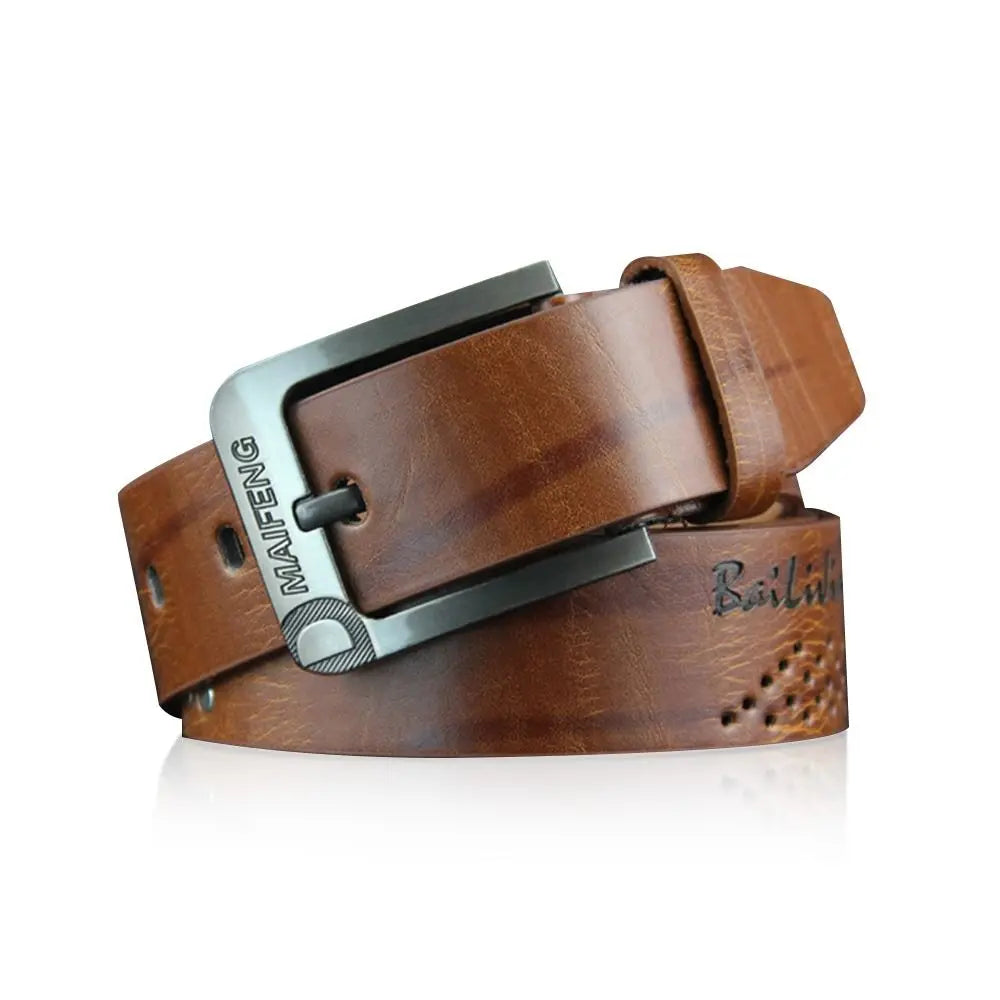Simple Leather Men's Belt Luxury High Quality Classic Buckle Business Cowboy Vintage Waistband Alloy Belts - Ellianto fashion Men's
