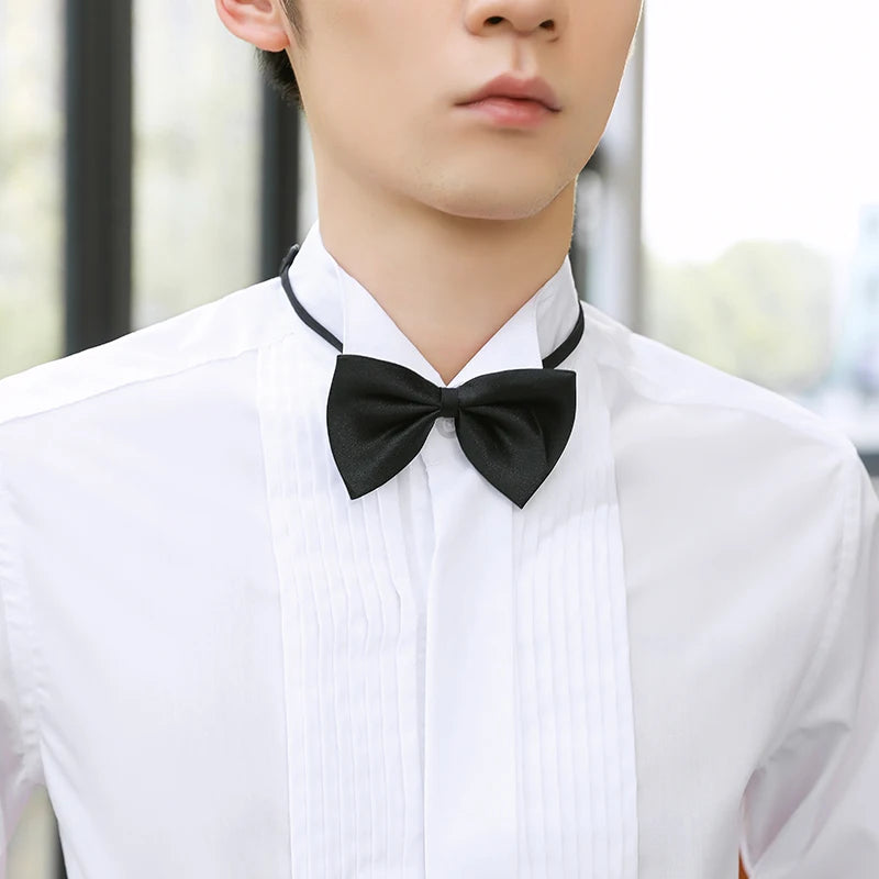 M~6XL Men's French Cuff Dress Shirt White Long Sleeve Social Male Shirts Regular Fit Party Dinner Wedding Cufflinks Formal Shirt - Ellianto fashion Men's