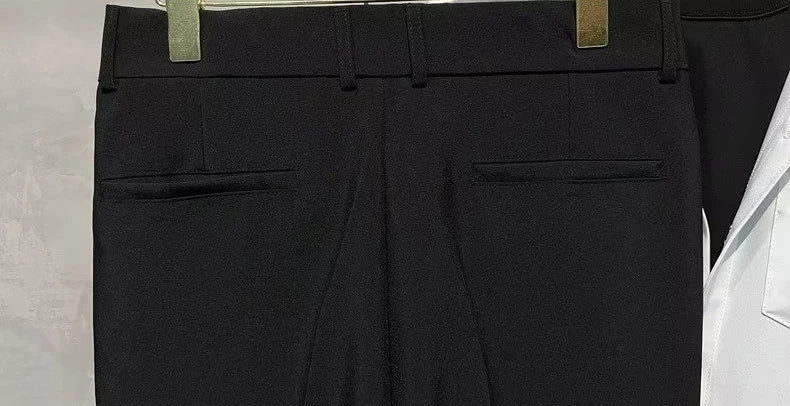Straight Slim Fit Man 9 Cropped Suits Pants Vintage Elegant Suit Trousers for Men Summer 2025 Work Wear Fashion Luxury Clothing - Ellianto fashion Men's