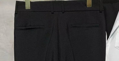 Straight Slim Fit Man 9 Cropped Suits Pants Vintage Elegant Suit Trousers for Men Summer 2025 Work Wear Fashion Luxury Clothing - Ellianto fashion Men's