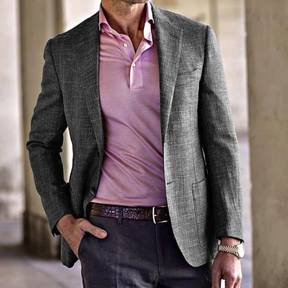 Men's Cotton Linen Casual Suit Jacket Purple Single Breasted Large Pocket Slim Jacket Fashion Comfortable Coat Men's Summer Jack - Ellianto fashion Men's