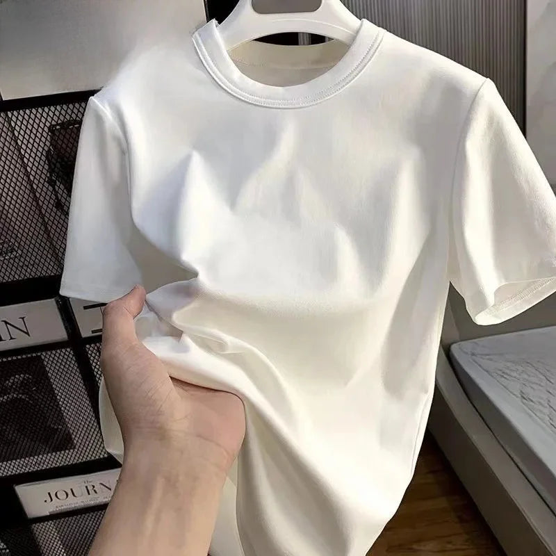 Men's Ice Silk Short Sleeve T-Shirt Suit Summer New Digital Printing Fashionable Korean Style Slims Smooths Your Silhouette Spor - Ellianto fashion Men's