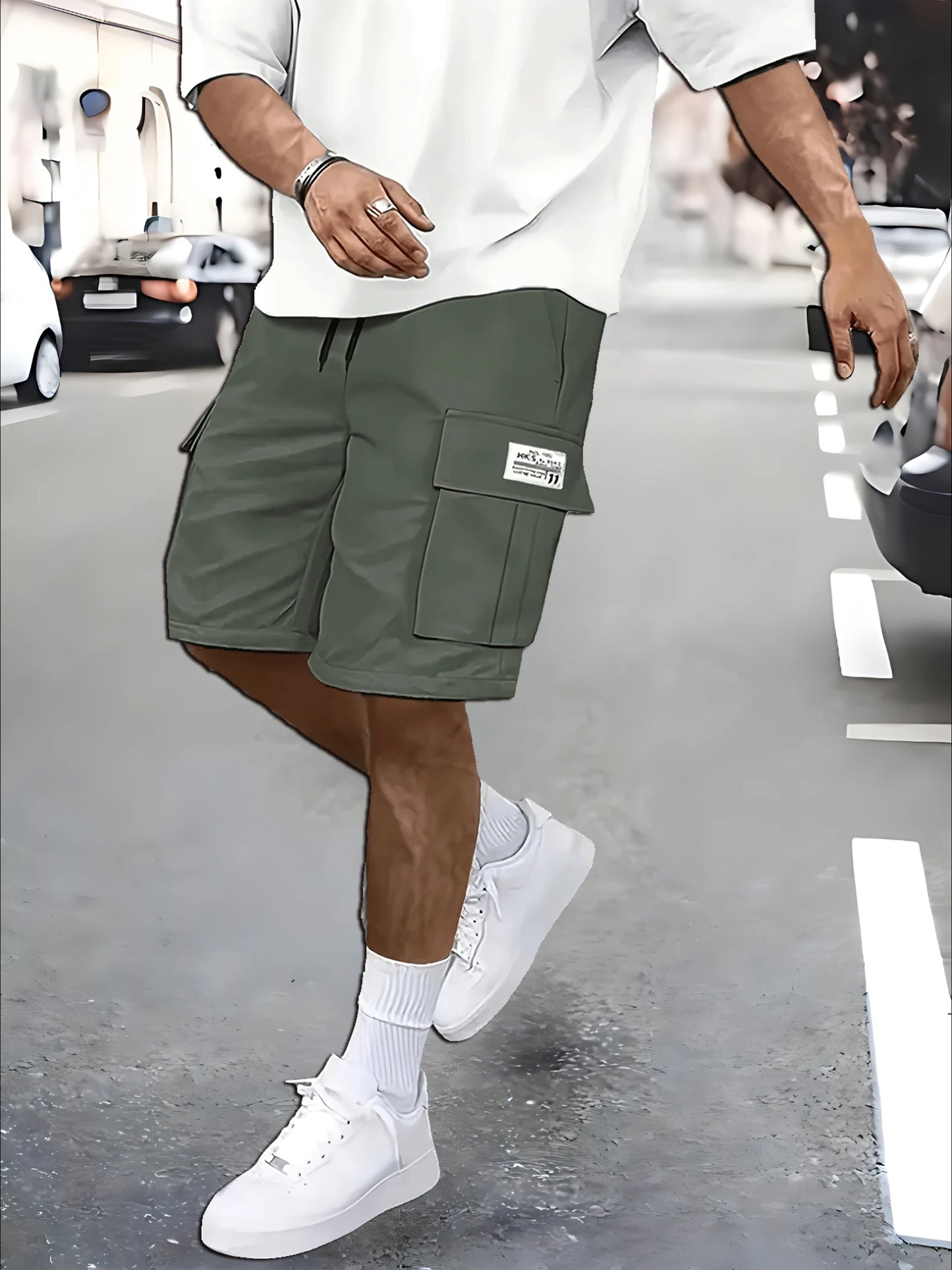 Men's work shorts; summer comfort; multi-pocket; outdoor leisure sport beach pants; elastic waistband - Ellianto fashion Men's