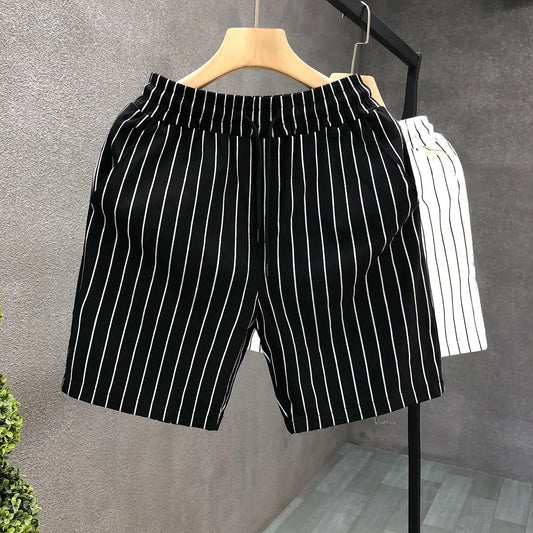 Fashionable Striped Men's Shorts Summer Slims Smooths Your Silhouette Casual Midwaist 2024 Summer Arrival Trendy Brand Outerwear