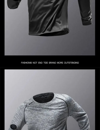 Men's Running Quick-drying Clothes Long Sleeve Running Training Fitness Morning Sports Cycling Mountaineering Men Clothes Tops - Ellianto fashion Men's