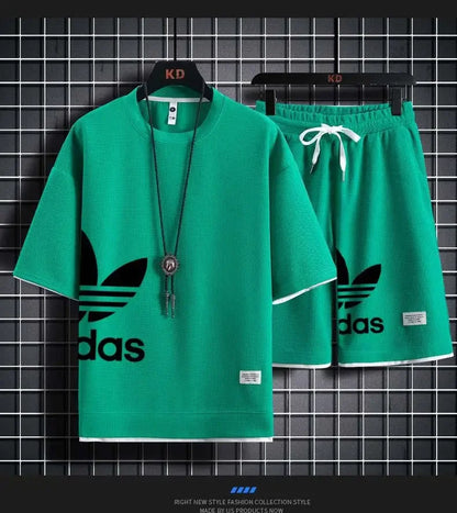 Summer 2025 New Men's pullover sportswear Set, fashionable basketball men's casual short-sleeved T-shirt + shorts two-piece set - Ellianto fashion Men's