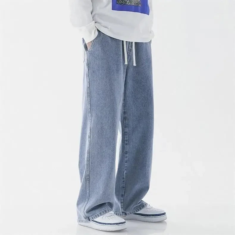 Loose Straight Leg Men's Jeans Summer Trendy Casual Versatile Handsome New Style Long Pants Clothing Matching - Ellianto fashion Men's
