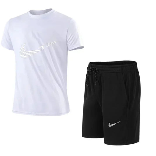 2025 Summer Fashion Men's Tracksuit T-shirt Shorts Set Leisure Short Sleeve Set Jogging Gym Suit Brand Clothing - Ellianto fashion Men's