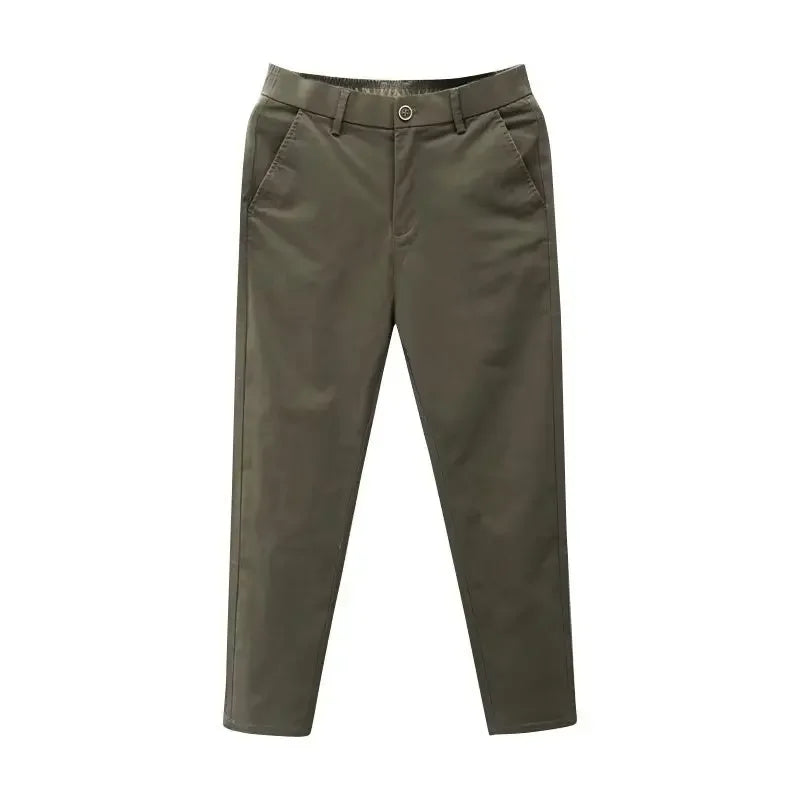 Men's Casual Trousers Summer Trendy Thin Cotton Small Straight-leg Pants Business Cropped Pants New Style - Ellianto fashion Men's