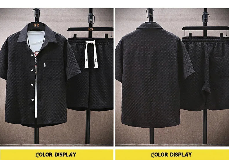Casual suit Men's Short Sleeve Sport Suit Vintage Trendy Fashionable Lightweight Summer 2025 New Arrival - Ellianto fashion Men's