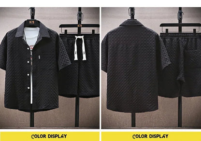 Casual suit Men's Short Sleeve Sport Suit Vintage Trendy Fashionable Lightweight Summer 2025 New Arrival - Ellianto fashion Men's