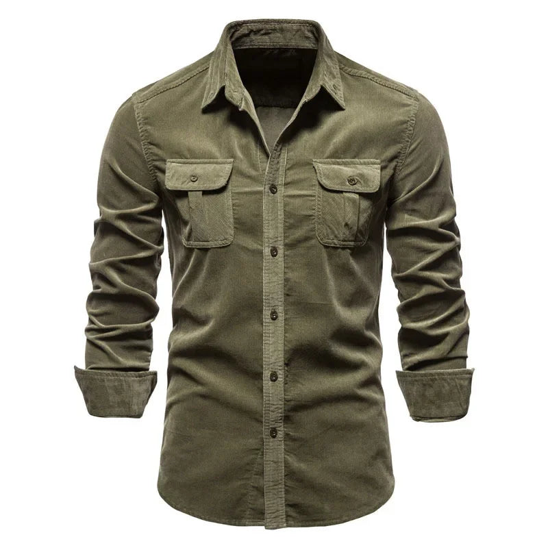 Men's Business Casual Long Sleeve Cotton Velvet Shirt Slim Fit Autumn Wear Comfortable Breathable Fashionable New Style Shirt - Ellianto fashion Men's
