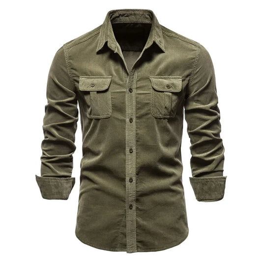 Men's Business Casual Long Sleeve Cotton Velvet Shirt Slim Fit Autumn Wear Comfortable Breathable Fashionable New Style Shirt - Ellianto fashion Men's