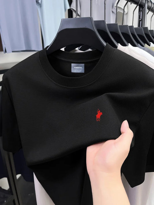 High end brand men's T-shirt 2025summer designer new pony embroidery casual skin friendly breathable round neck short sleeve top - Ellianto fashion Men's