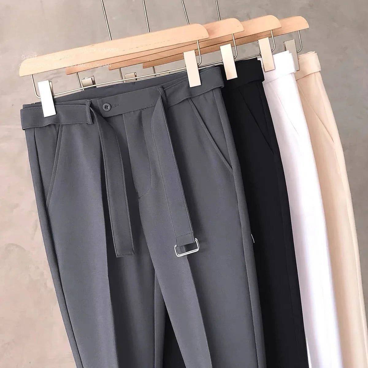 Draped Office Trousers For Men Fluid White Man Suits Pants Work Summer 2024 Chinese Homme Clothing Premium Stylish Formal 2025 trend - Ellianto fashion Men's