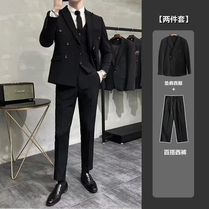 Wedding 2 Piece Outfit Set Male Slim Fit Full Men's Suits and Blazers Dress Formal Groom Clothes Elegant Spring Autumn Luxury - Ellianto fashion Men's