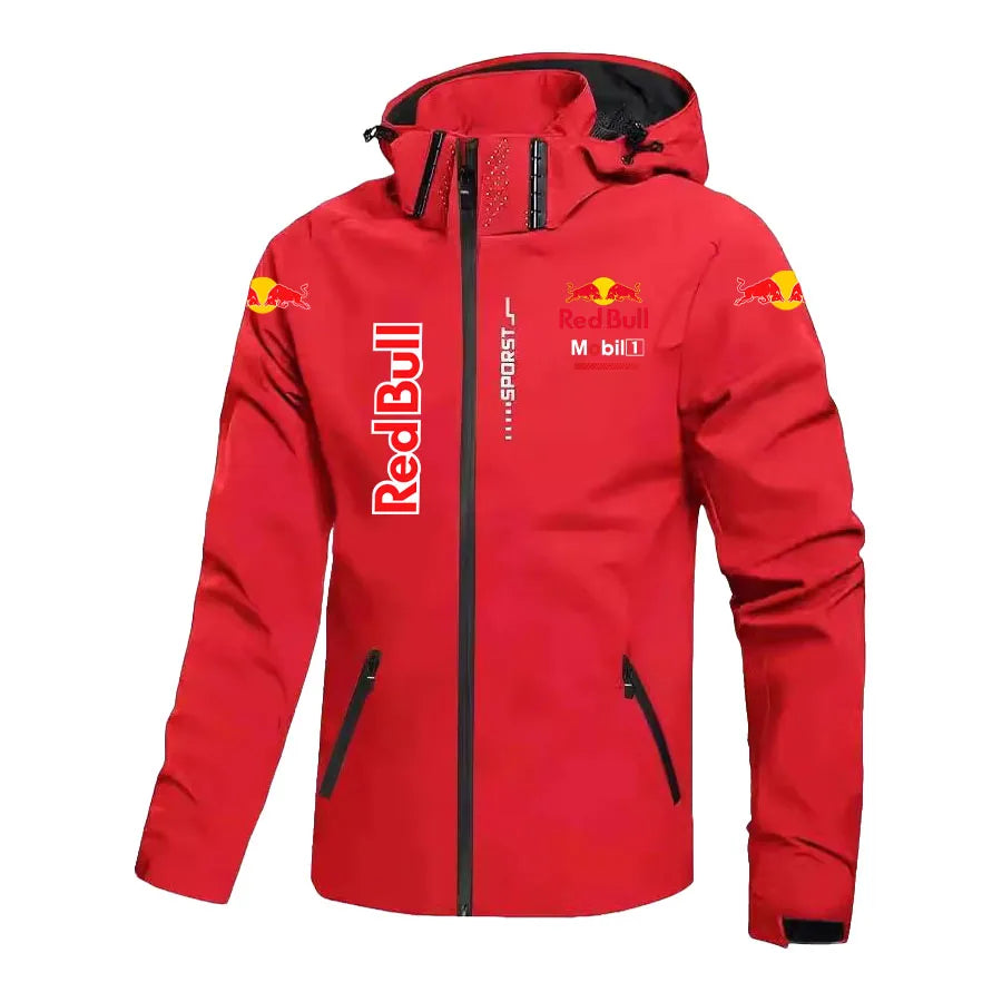 Red Bull Down Jacket Men's Coat Spring And Autumn Style Hooded Detachable Outdoor Windproof And Waterproof Mountaineering Suit - Ellianto fashion Men's