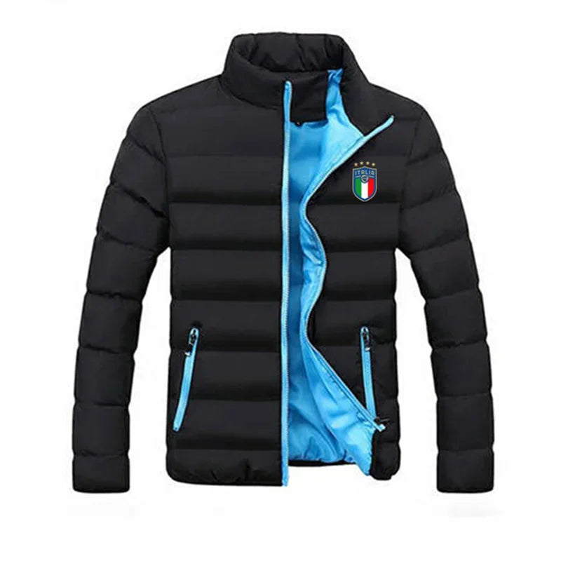 Men's Solid Thick Jacket, Parka Jacket, High Neck, Outdoor, Camping, Fashion, Winter2025 - Ellianto fashion Men's