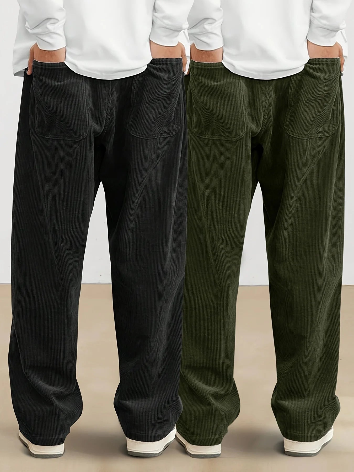 Corduroy pants men clothing Sweatpants Loose-Fit Casual Pants man baggy hosen Regular Length Trousers men cargo pants women - Ellianto fashion Men's