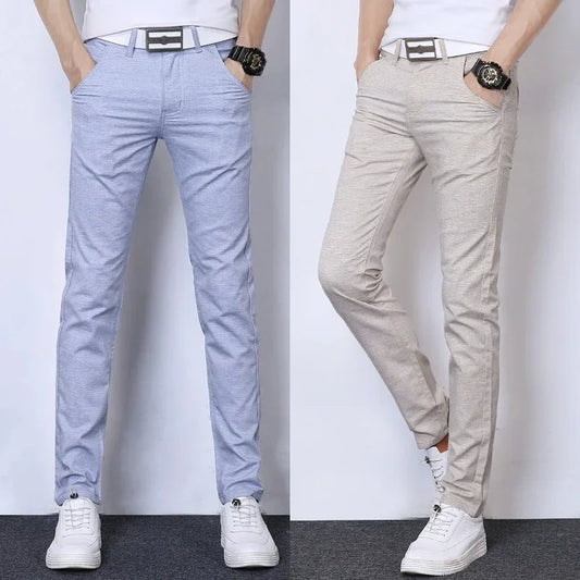 Summer Thin Men's Casual Pants Straight-Leg Loose-Fit Linen Trousers Youth Men's Pants Direct From Manufacturer Wholesale - Ellianto fashion Men's