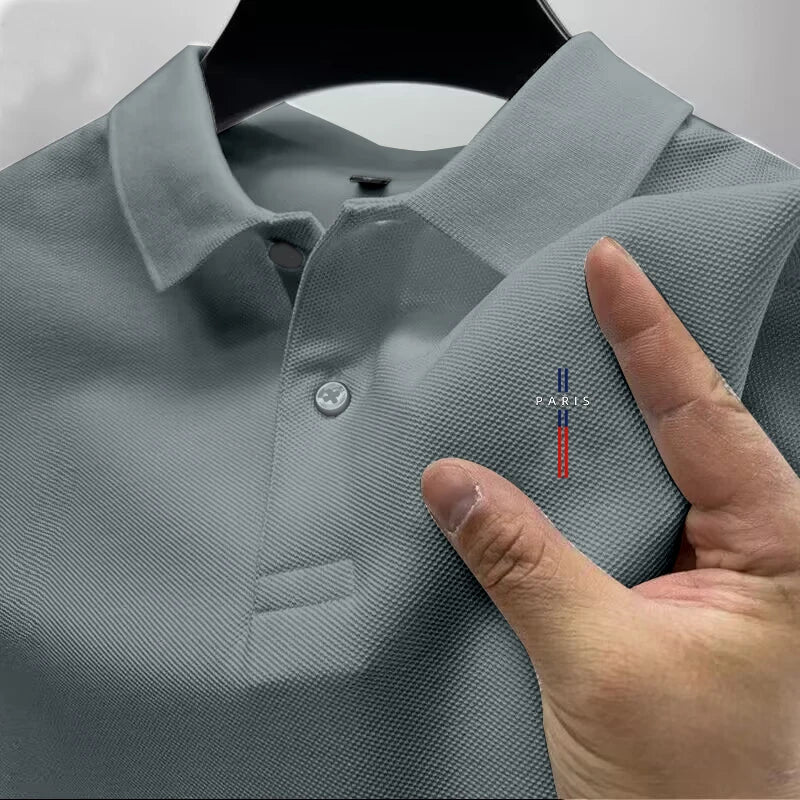 2025 Men's Reflective Polo Shirt, Color Button, Breathable, Casual, Fashionable, Rapel, Comfort, Summer, New Style - Ellianto fashion Men's
