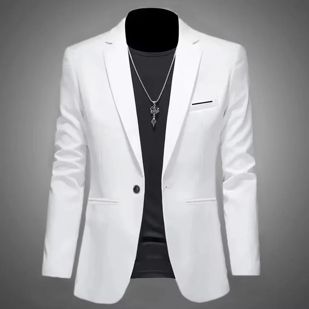 Men's Trendy Leisure Boutique Suit Jacket Autumn Casual Business Slim Fit Non-ironing Single Button Suit Solid Formal Blouse - Ellianto fashion Men's