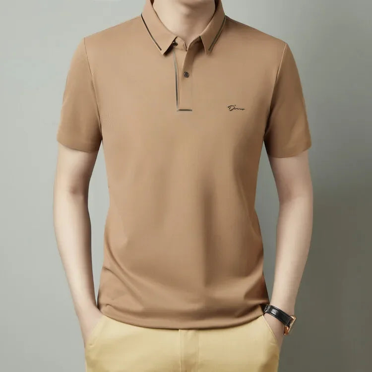 Men's New Polo Shirt Seamless Premium Luxury Cool Fabric Business Casual Golf Slim Fit Blouse Collar T-shirt - Ellianto fashion Men's