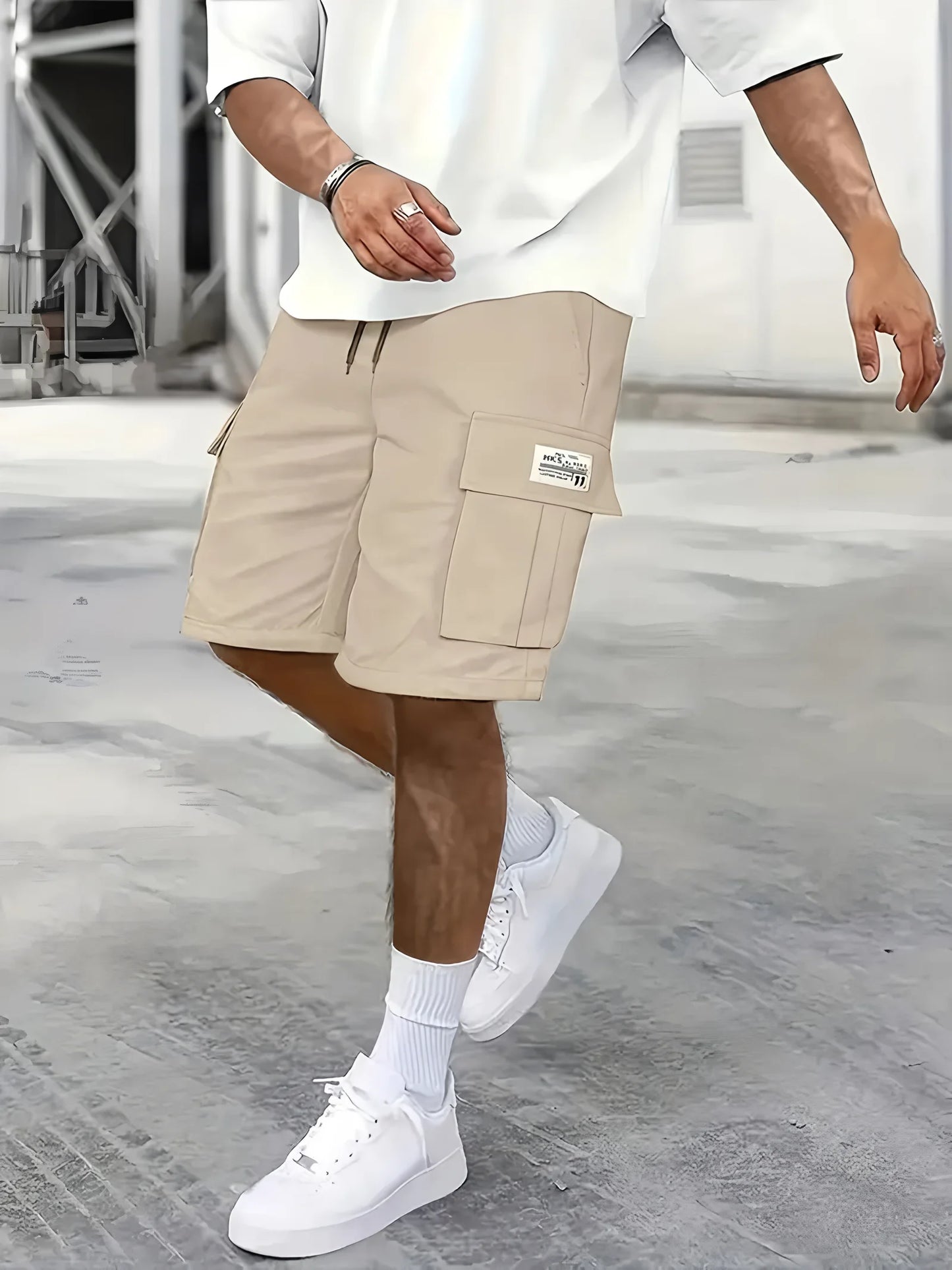 Men's work shorts; summer comfort; multi-pocket; outdoor leisure sport beach pants; elastic waistband - Ellianto fashion Men's