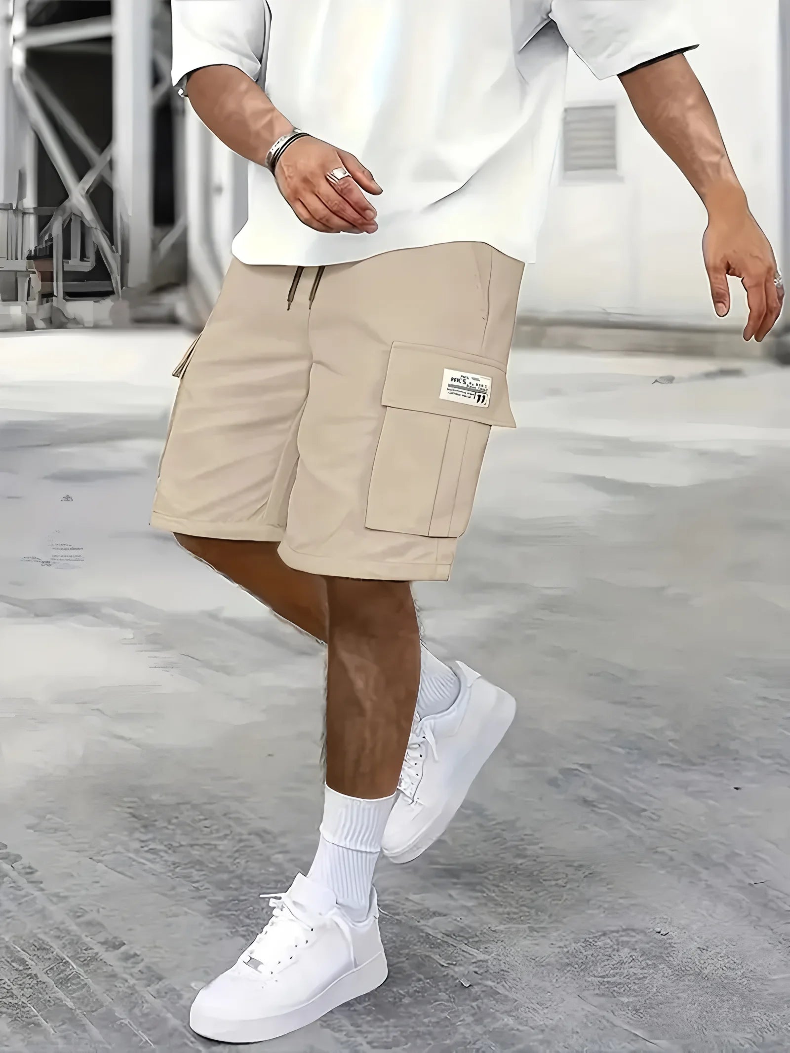 Men's work shorts; summer comfort; multi-pocket; outdoor leisure sport beach pants; elastic waistband - Ellianto fashion Men's