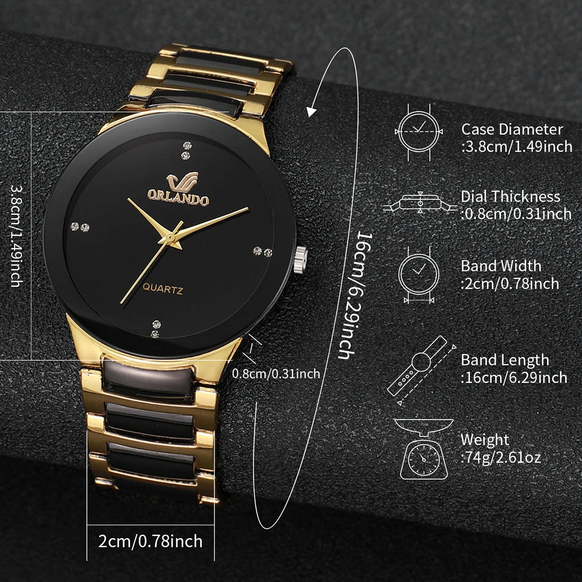 1/3PCS Men Business Watches Fashion Black Steel Band Male Analog Quartz Watch - Ellianto fashion Men's