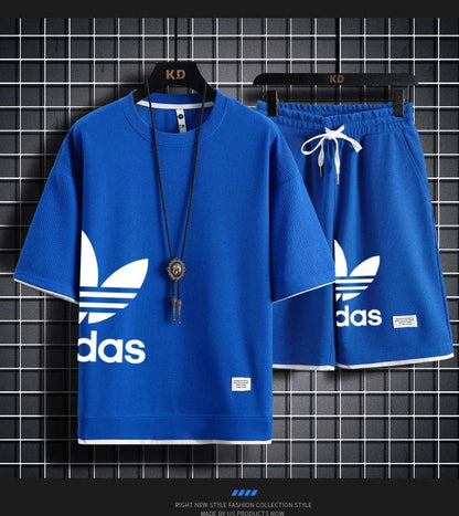 Summer 2025 New Men's pullover sportswear Set, fashionable basketball men's casual short-sleeved T-shirt + shorts two-piece set - Ellianto fashion Men's