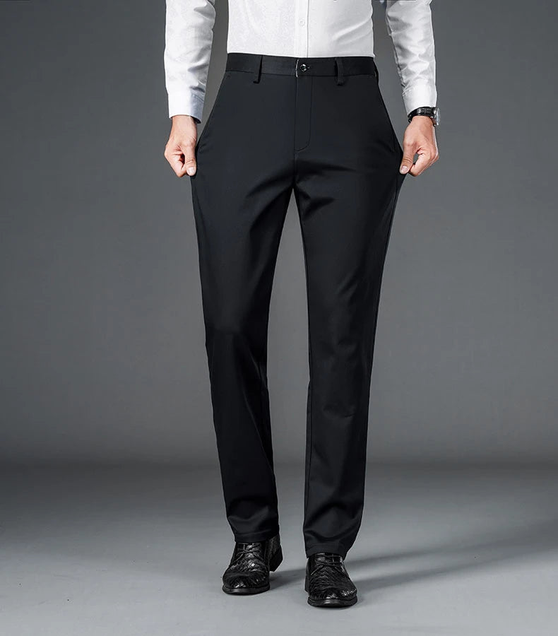 Men's lightweight business casual pants with micro elasticitymen's quick drying pantsnew straight leg office black deep bluepant - Ellianto fashion Men's