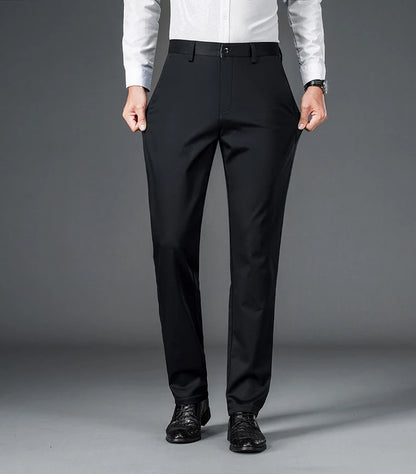 Men's lightweight business casual pants with micro elasticitymen's quick drying pantsnew straight leg office black deep bluepant - Ellianto fashion Men's