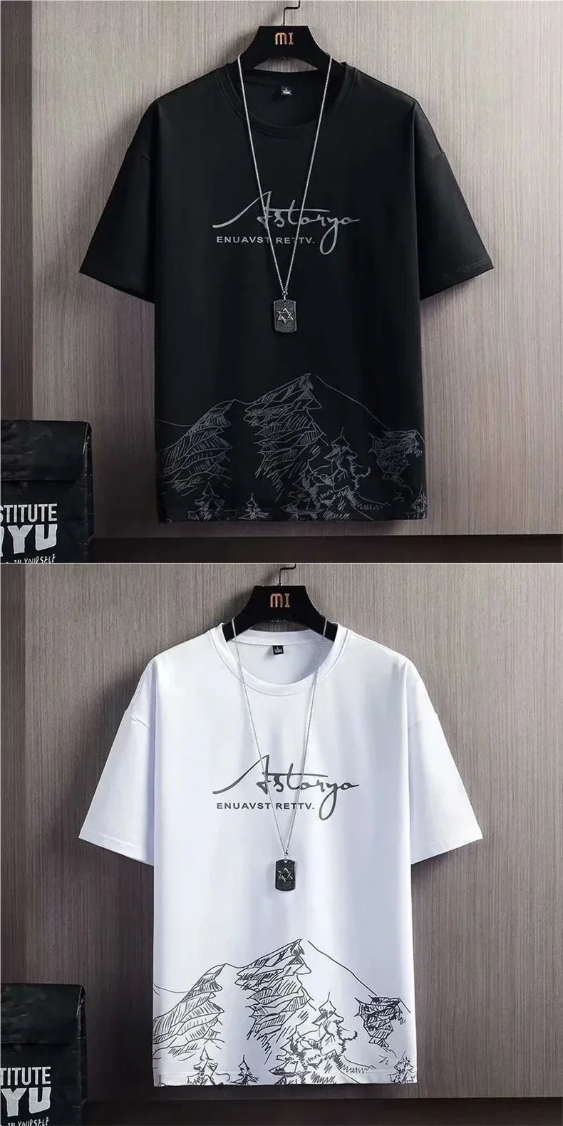 Ice Sensation Loose Fit Summer Short Sleeve Basketball Men's T-Shirt Set Quick Dry Breathable Comfortable Two Piece Suit - Ellianto fashion Men's