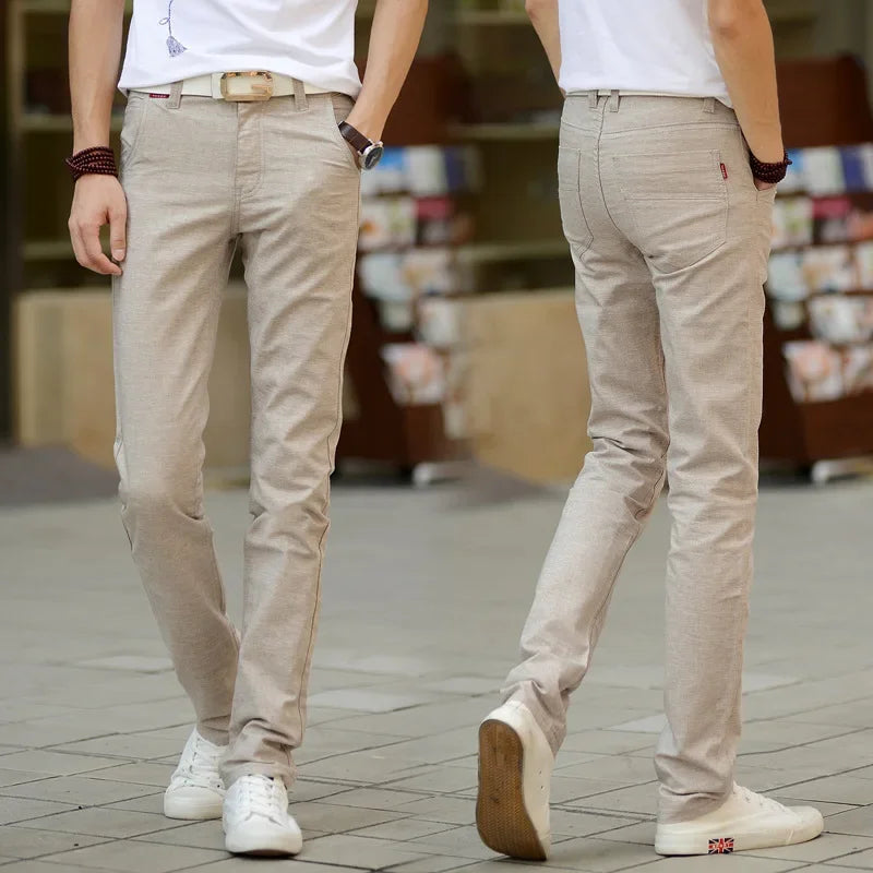 Summer Thin Men's Casual Pants Straight-Leg Loose-Fit Linen Trousers Youth Men's Pants Direct From Manufacturer Wholesale - Ellianto fashion Men's
