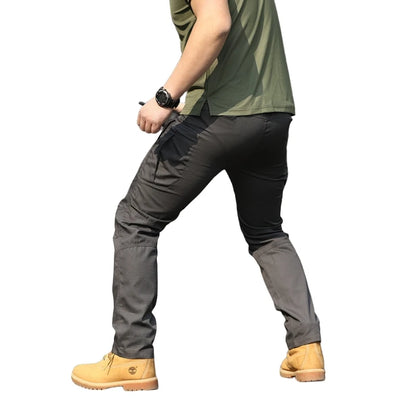 Men's Tactical Trousers Slim Pants Outdoor Overalls Straight Training Multiple Pockets Hiking Fishing Casual Pants Ix7 - Ellianto fashion Men's