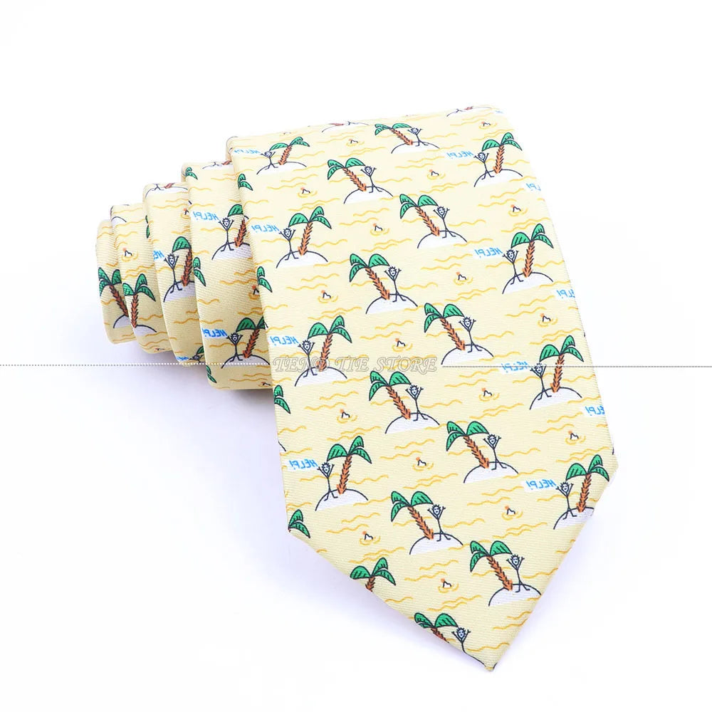 New 42 Colors Men Thin Silk Tie Soft Novelty Animal Fruit Skeleton Cravatas Casual Party Wedding Accessories Gift Free Shipping - Ellianto fashion Men's
