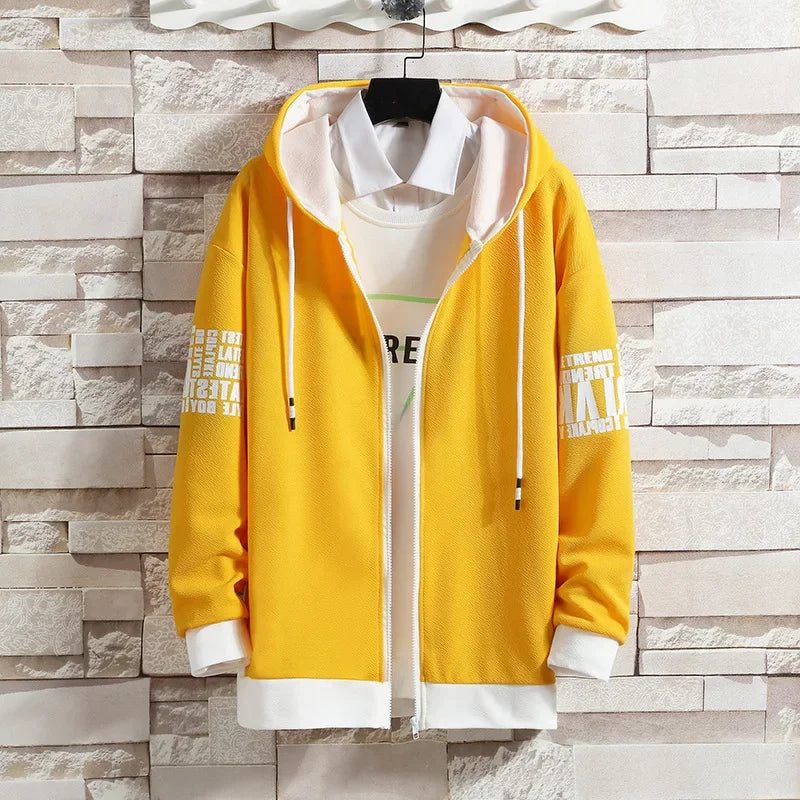 Casual Men's Sport Suit Loose Fit Hooded Cardigan Sweatshirt Pants Set Spring Autumn Season Stylish Outfit - Ellianto fashion Men's
