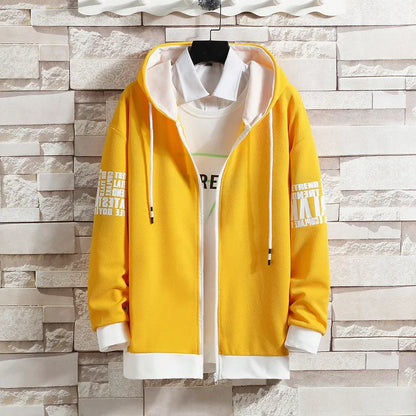 Casual Men's Sport Suit Loose Fit Hooded Cardigan Sweatshirt Pants Set Spring Autumn Season Stylish Outfit - Ellianto fashion Men's