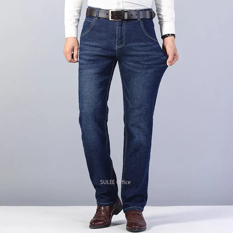 Man Stretch Straight Fit Jeans Man Soft Black Men's Jeans Pants Masculino Denim Overalls Trousers - Ellianto fashion Men's